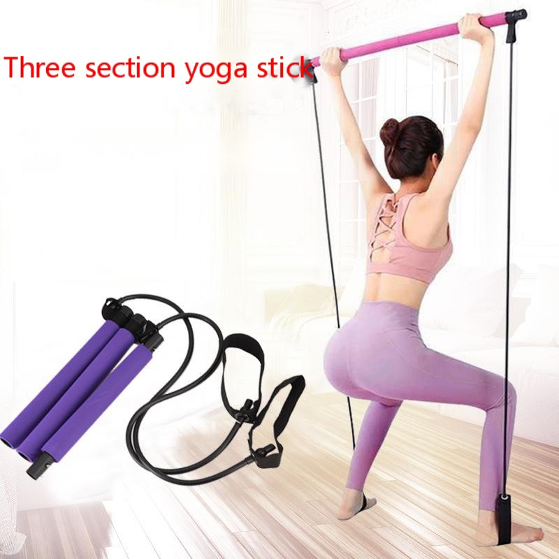 Adjustable Pilates Resistance Stick for Full Body Stretching & Toning – Home Yoga & Fitness Training Bar