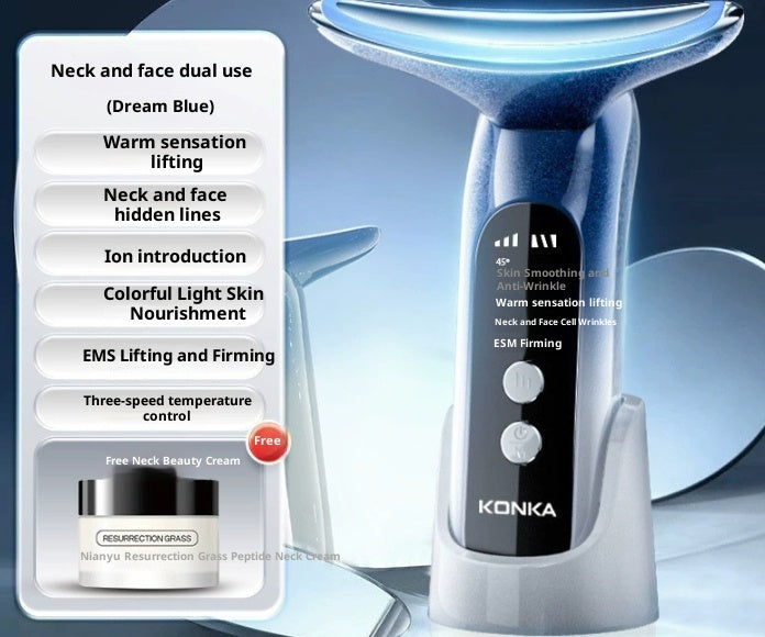 Heated Neck & Face Massager with Vibration – Skin Tightening & Wrinkle Care Device