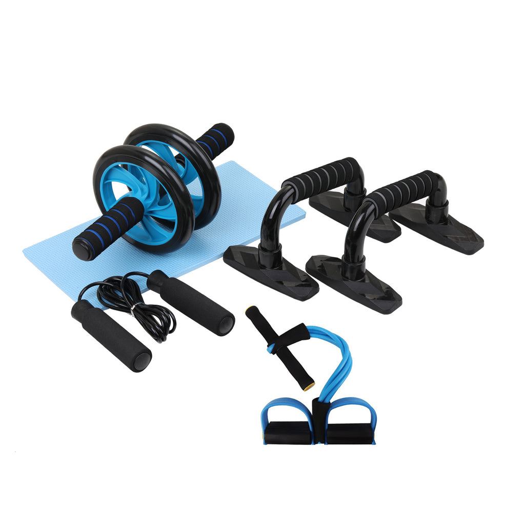 Home Gym Training Kit with Push-Up Bars, Ab Wheel & Resistance Bands – Upper Body Strength Workout Set