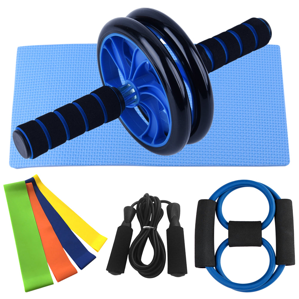 Home Gym Training Kit with Push-Up Bars, Ab Wheel & Resistance Bands – Upper Body Strength Workout Set