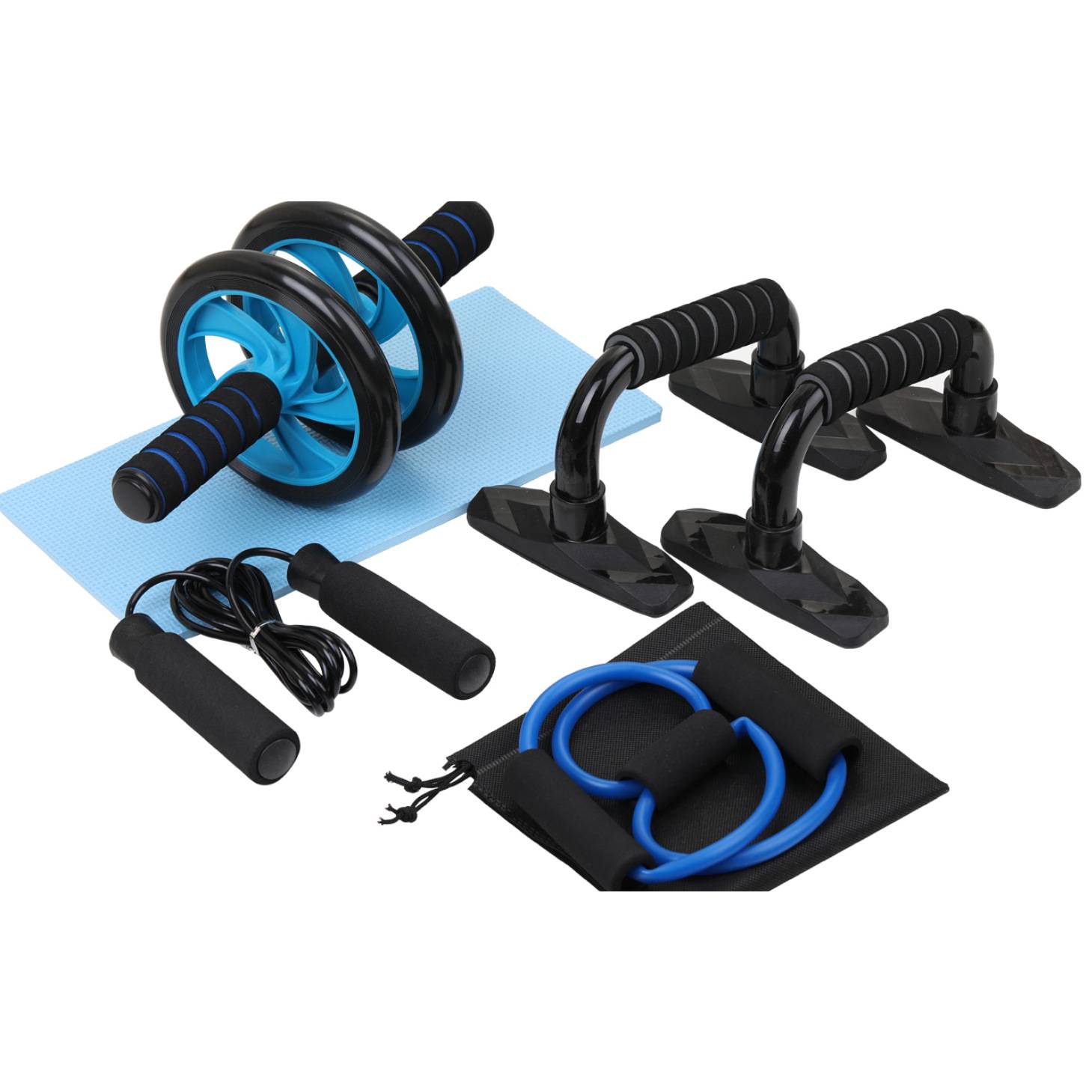 Home Fitness Training Kit with Push-Up Bars, Ab Wheel & Resistance Accessories – Upper Body Strength Workout Set