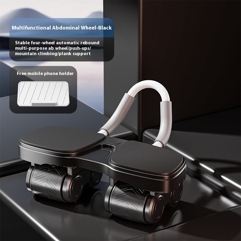 Automatic Rebound Abdominal Wheel Trainer with Four-Wheel Stability – Core & Abs Workout Equipment