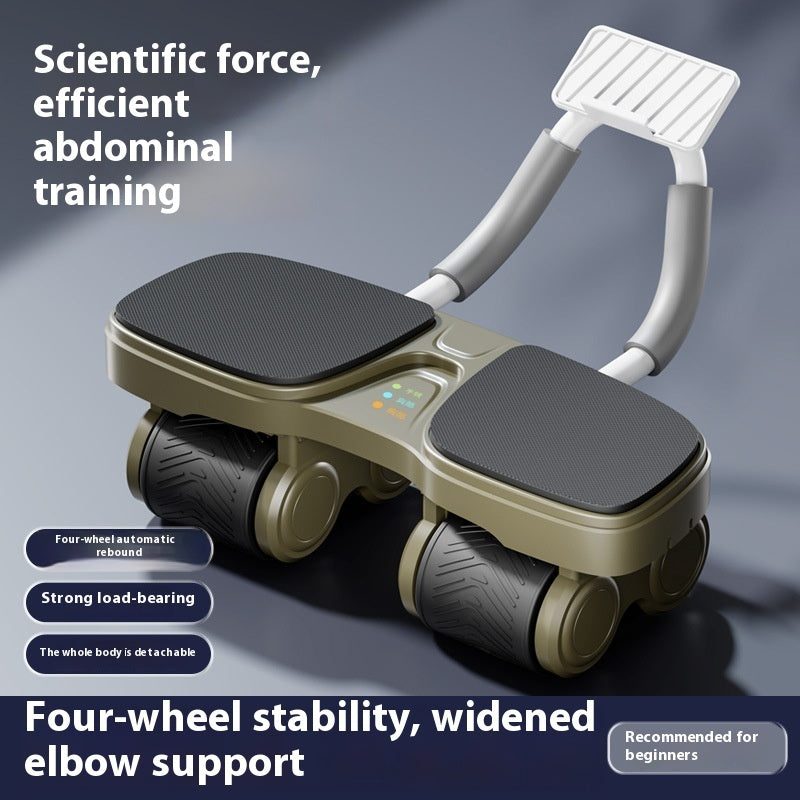 Automatic Rebound Abdominal Wheel Trainer with Four-Wheel Stability – Core & Abs Workout Equipment