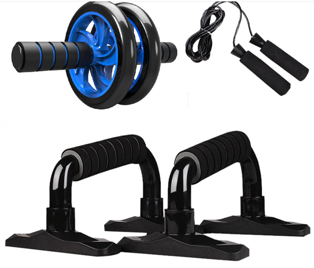 Home Fitness Training Kit with Push-Up Bars, Ab Wheel & Resistance Accessories – Upper Body Strength Workout Set